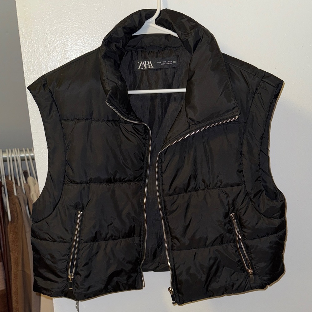 Zara Women's Quilted Black Vest